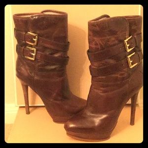 EUC Michael Kors Brn Leather Heel Boots